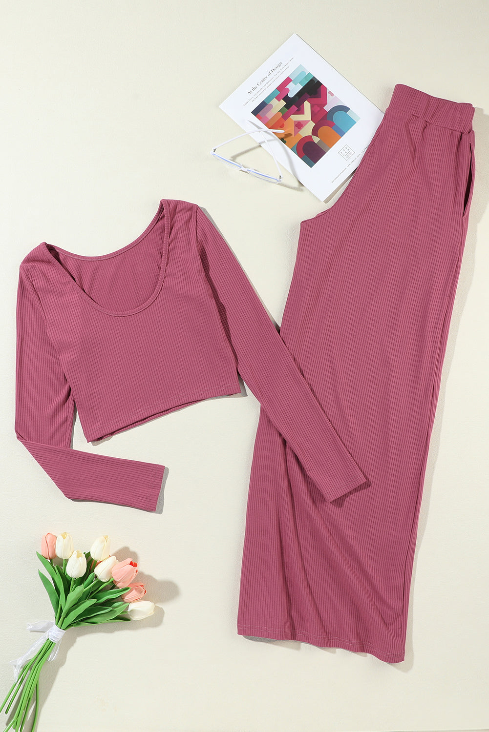 Solid Color Pants Set