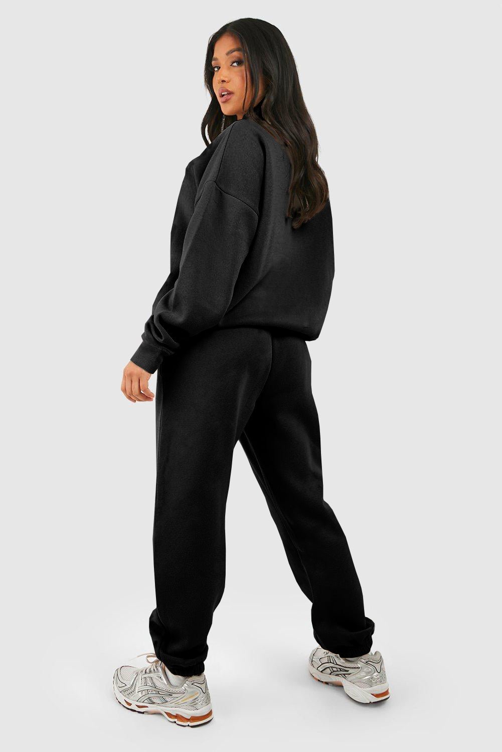 Black Ribbed Loose Tracksuit