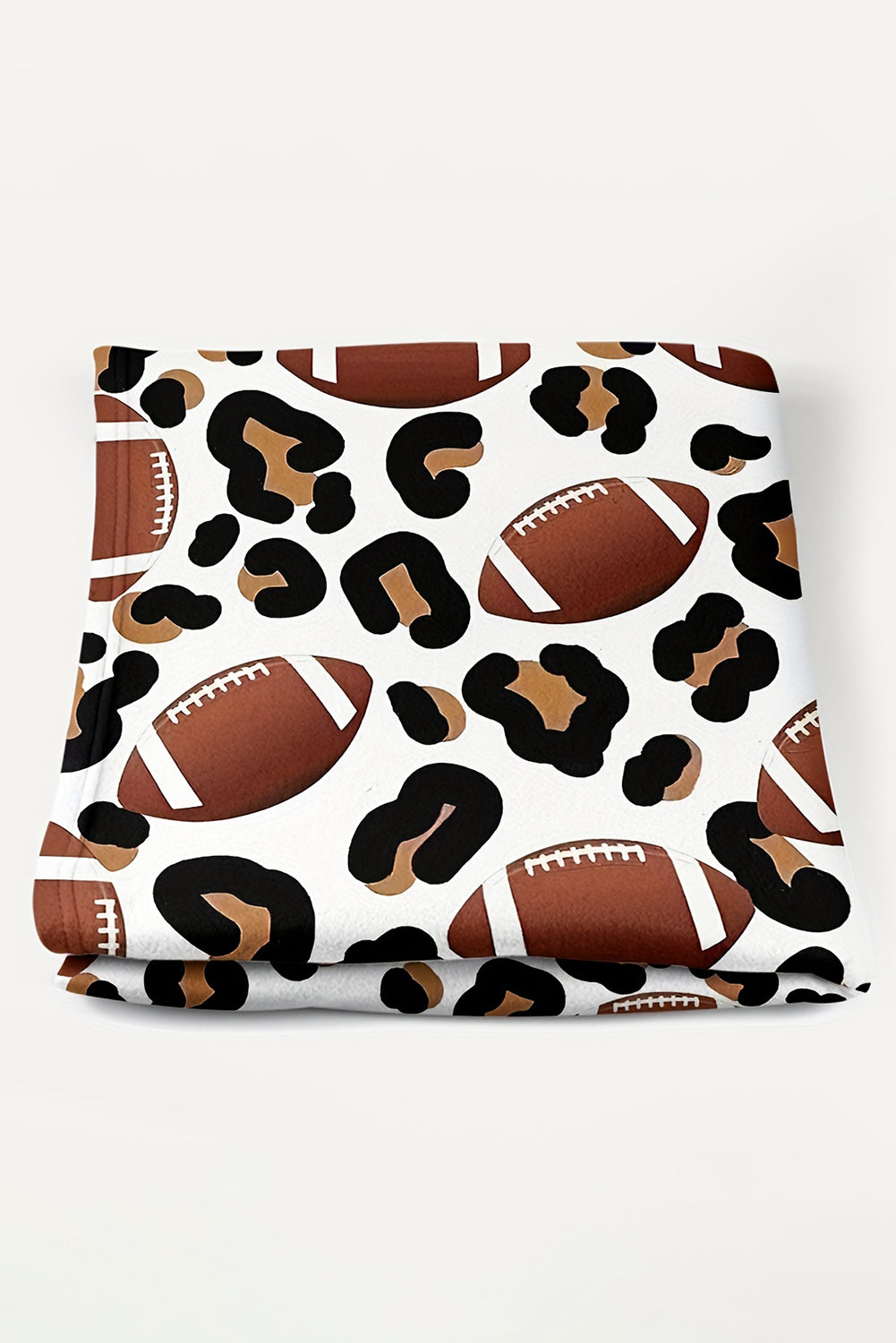 White Leopard Football Print Flannel Blanket