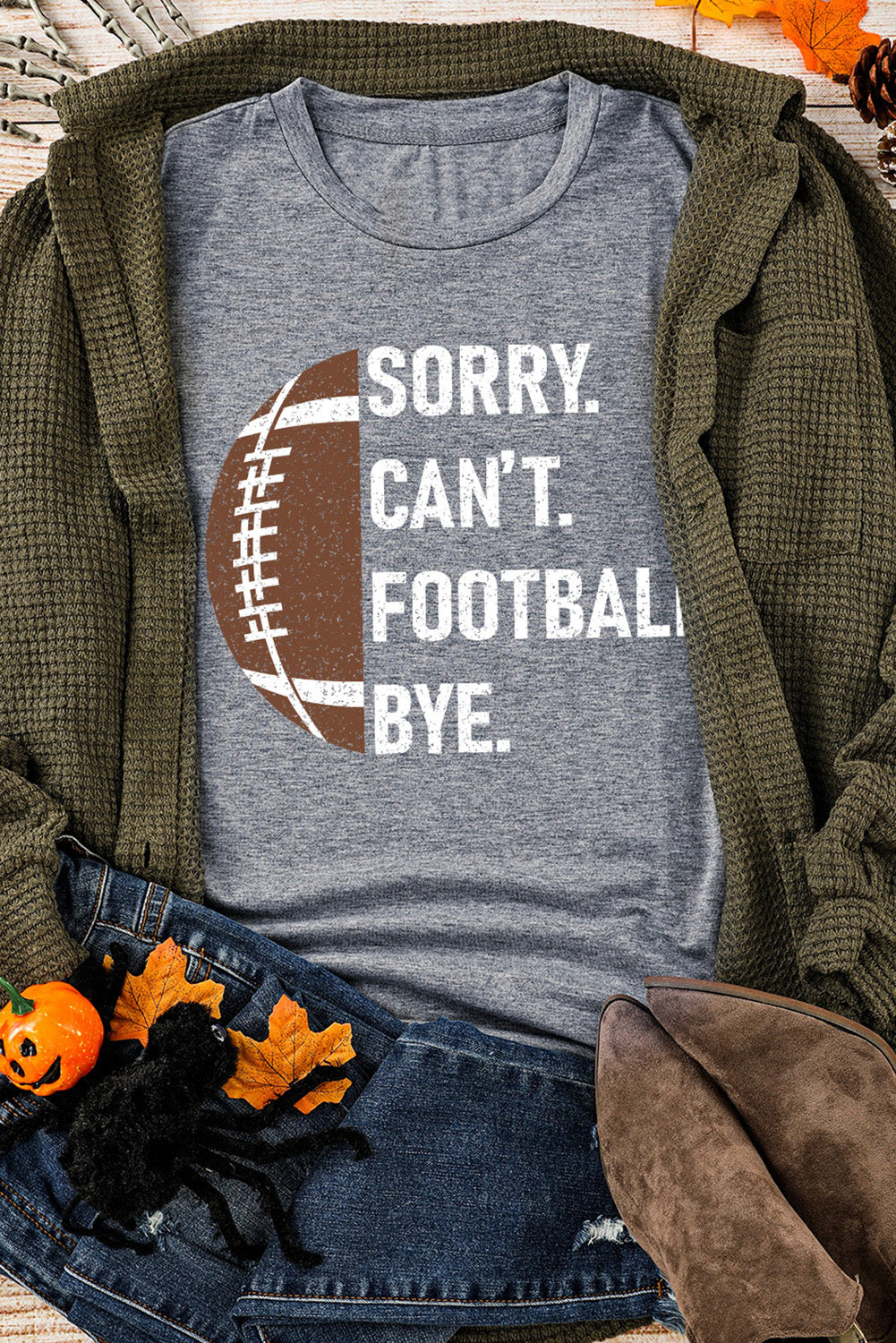 Gray Football Graphic T Shirt