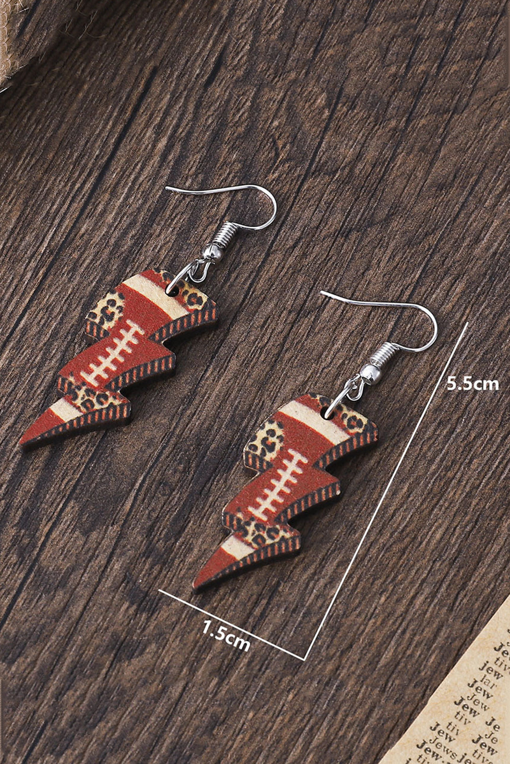 Football Leopard Print Lightening Shape Earrings