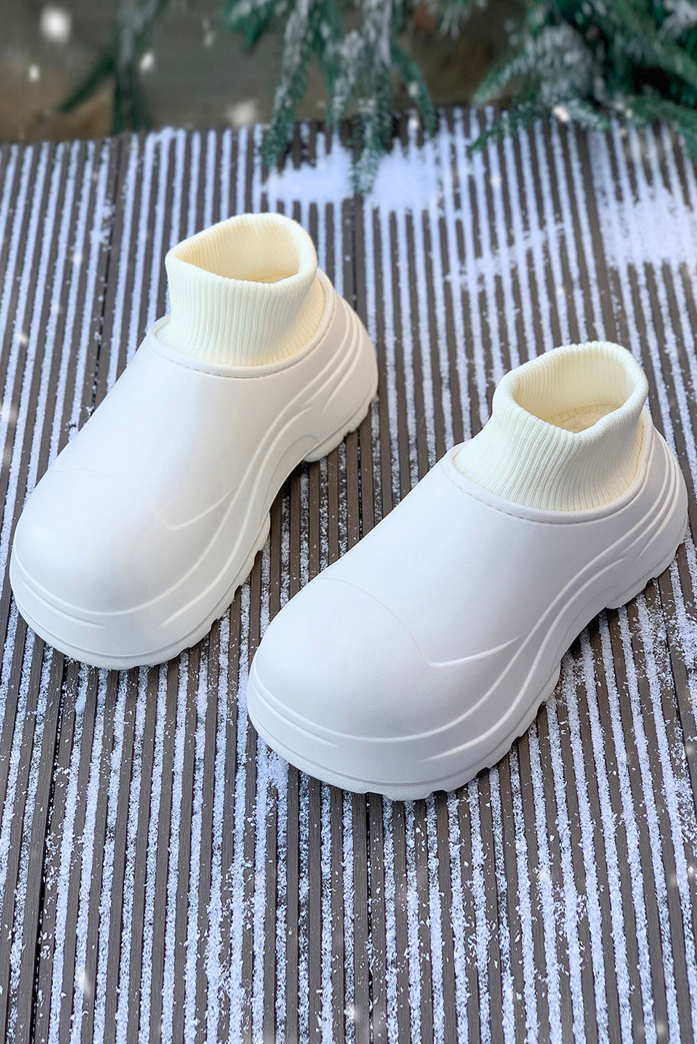 White Waterproof Thick Sole Shoes