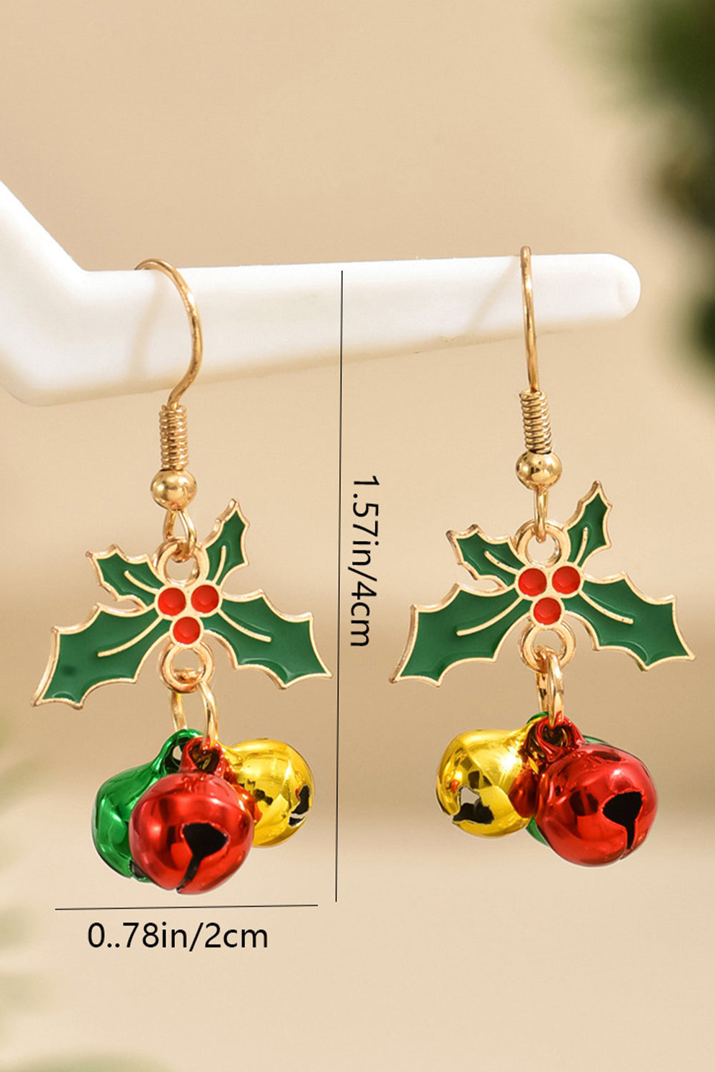 Gold Plated Christmas Jingle Bell Hook Earrings