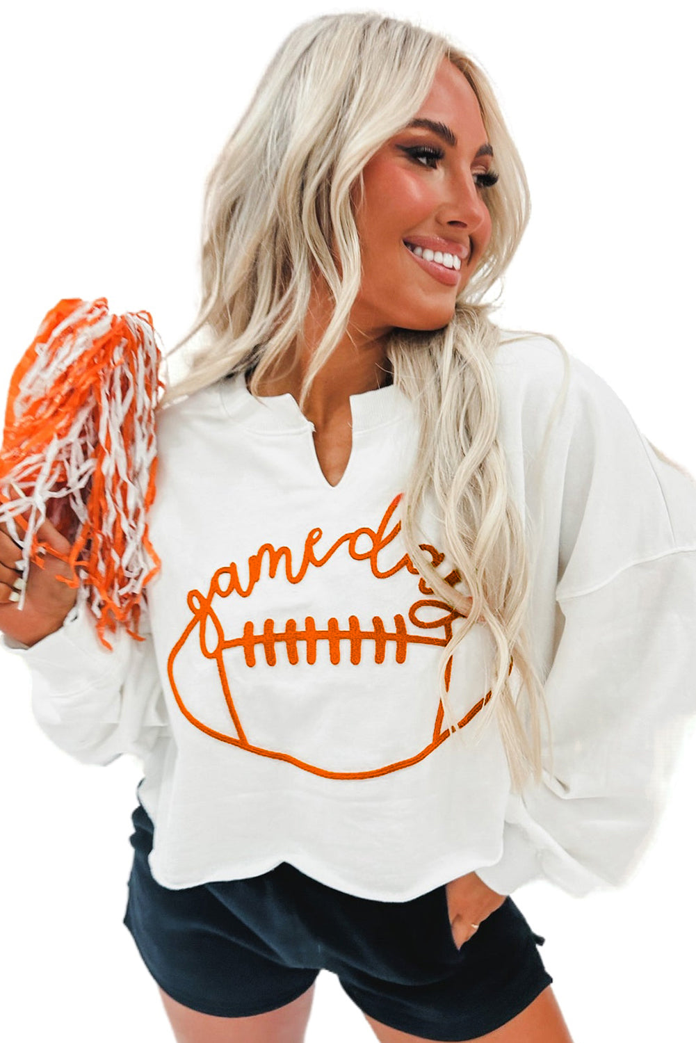 White Game Day Lettering Sweatshirt