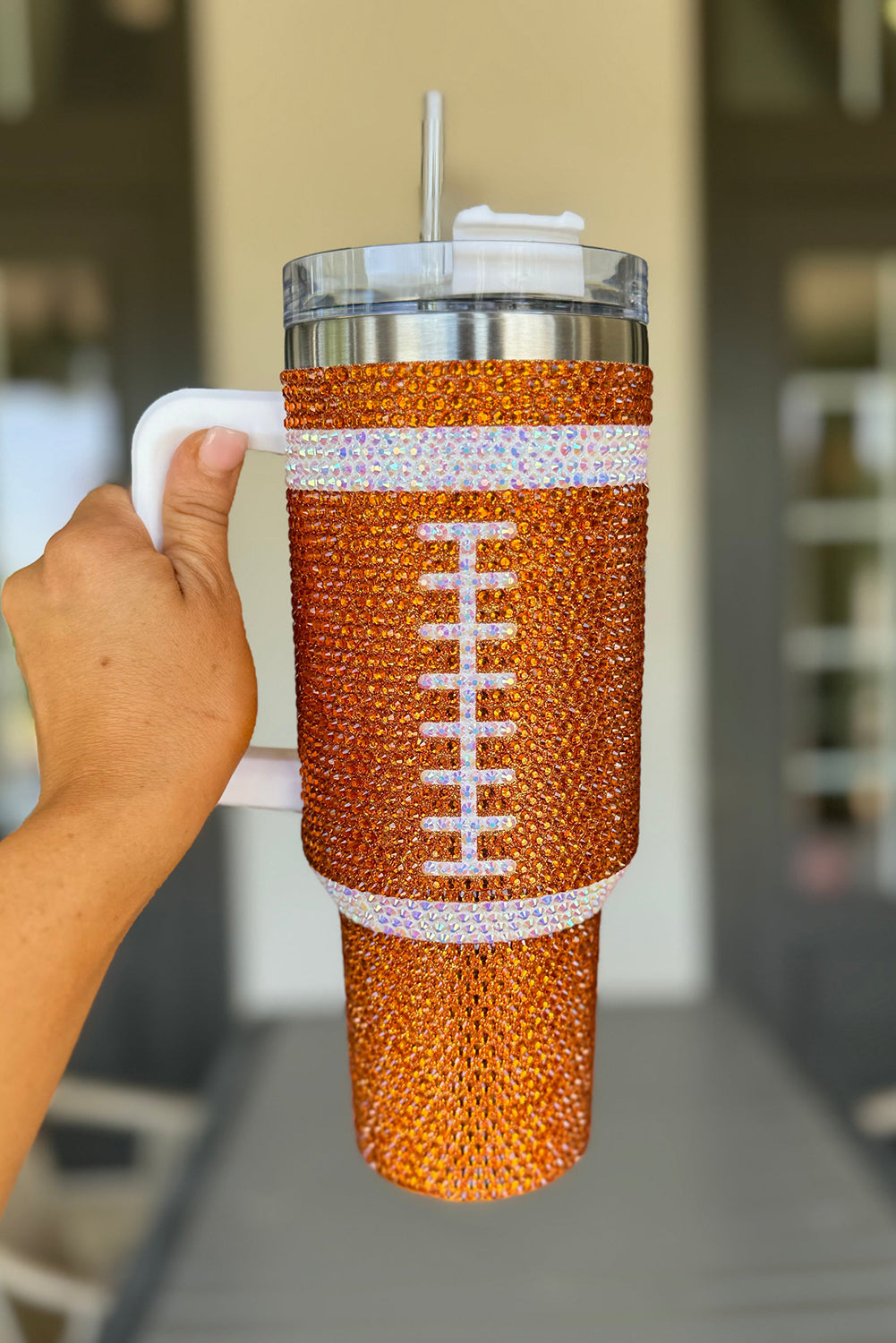 Dark Green Rhinestone  Football Cup 40oz