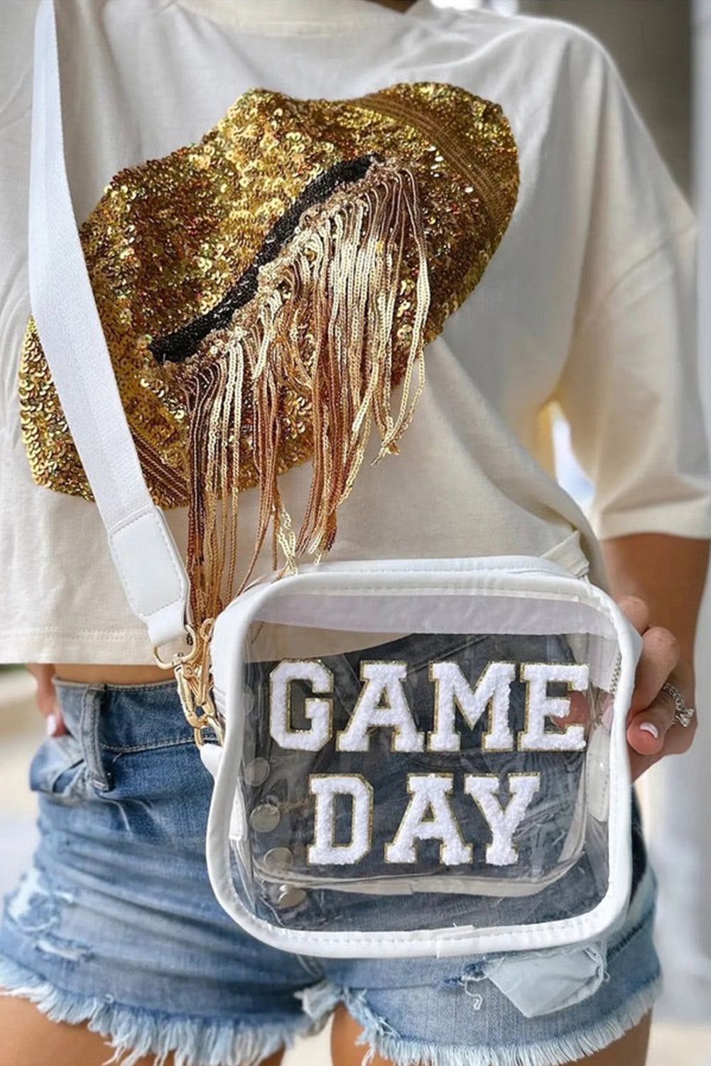 Dark Blue GAME DAY Rugby Football Clear Shoulder Bag