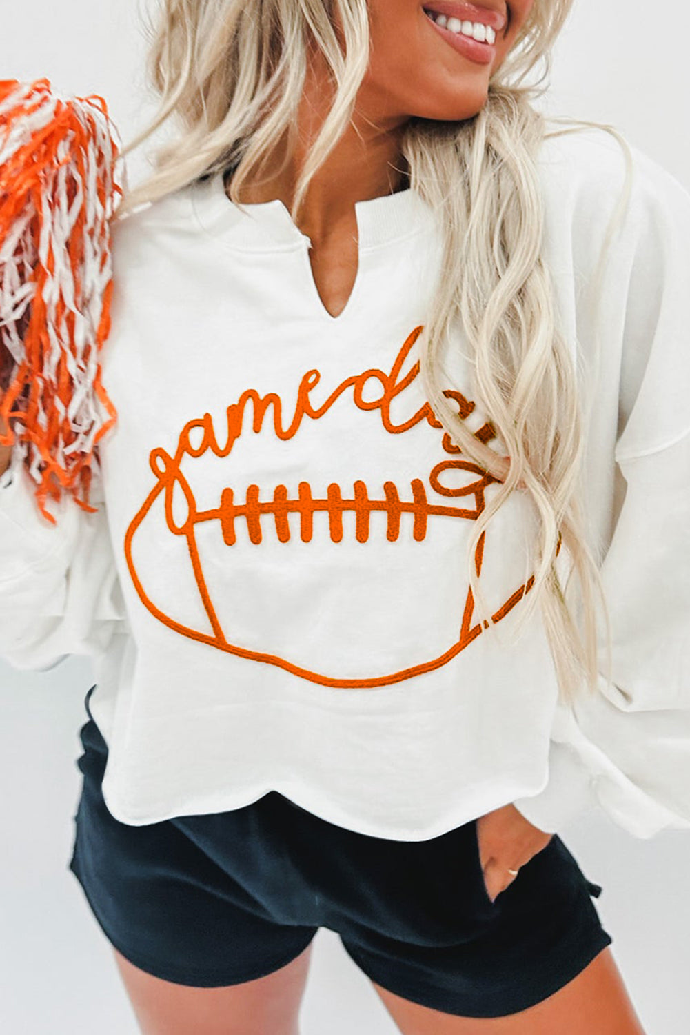 White Game Day Lettering Sweatshirt