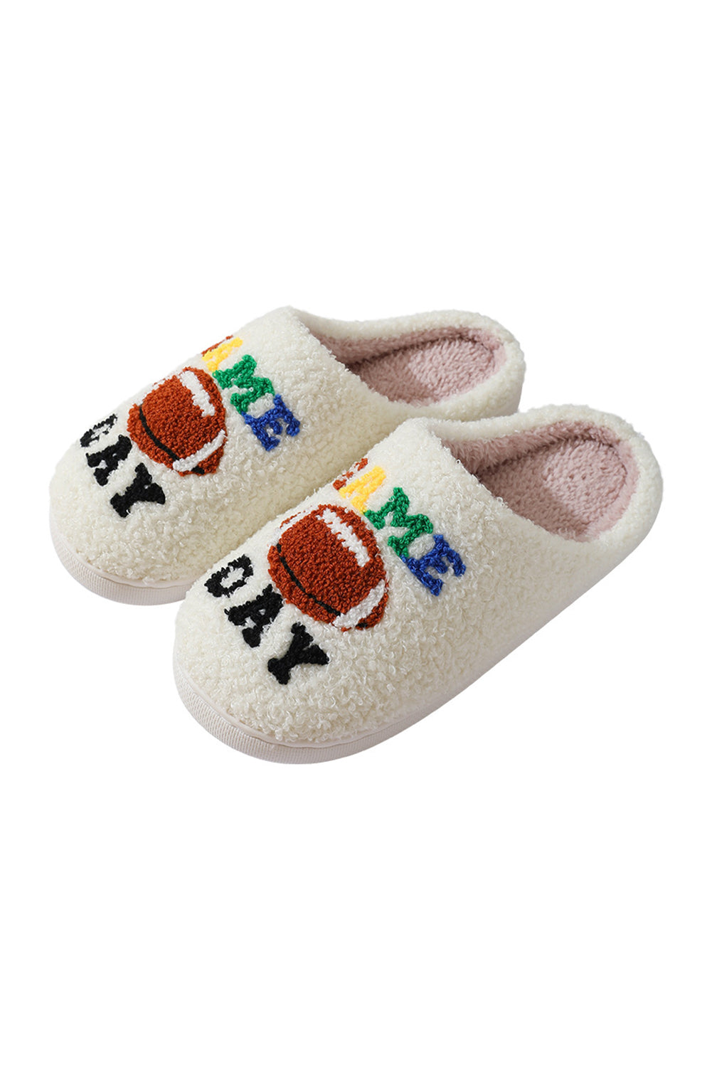 White GAME DAY Football Slippers