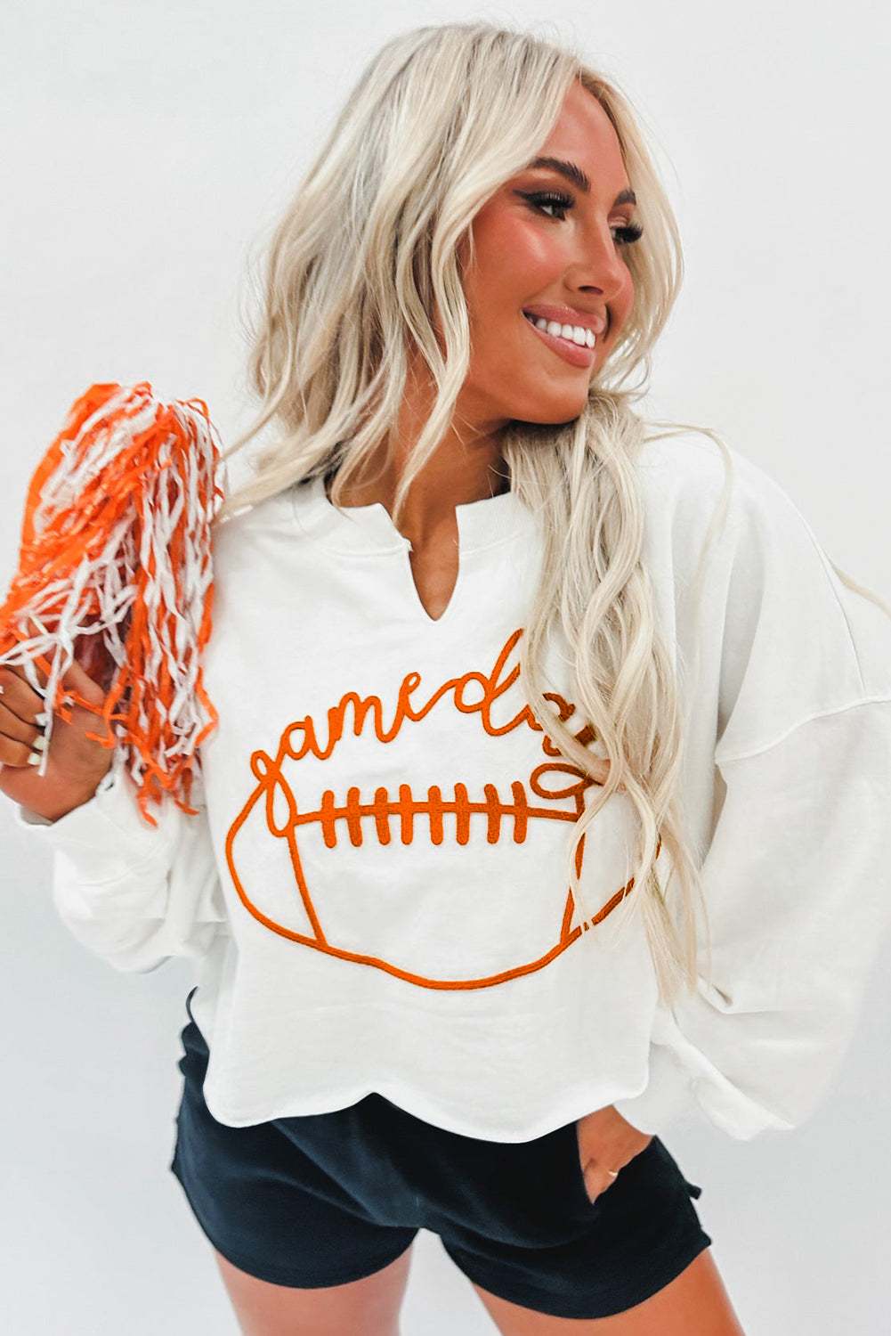 White Game Day Lettering Sweatshirt