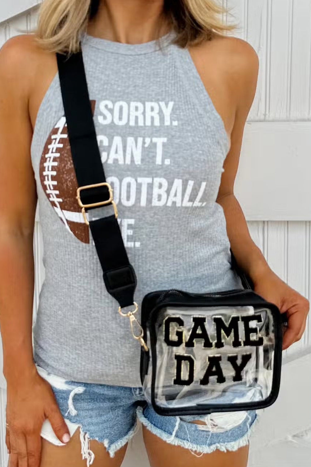 Dark Blue GAME DAY Rugby Football Clear Shoulder Bag