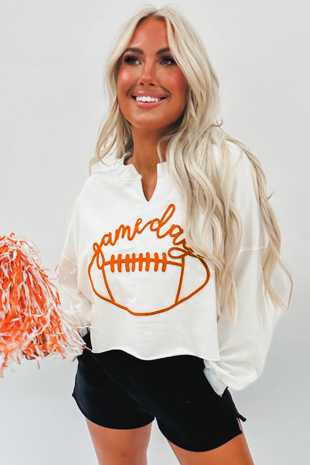 White Game Day Lettering Sweatshirt