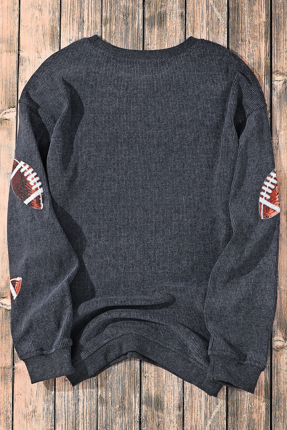 Gray Sequin Football Baggy Sweatshirt