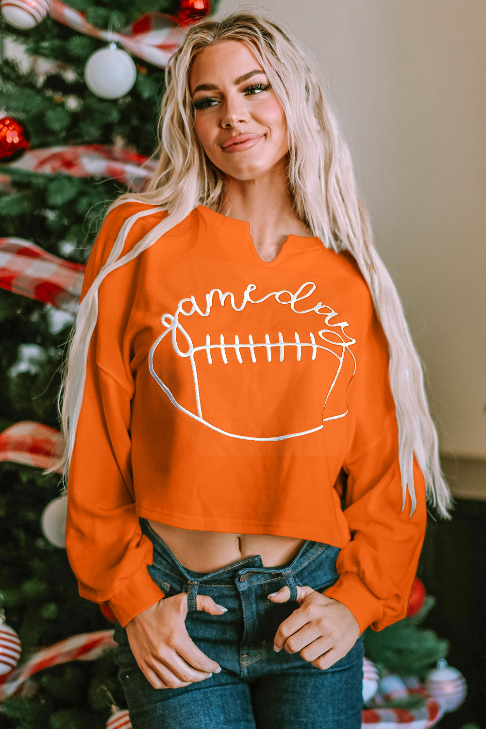 White Game Day Lettering Sweatshirt