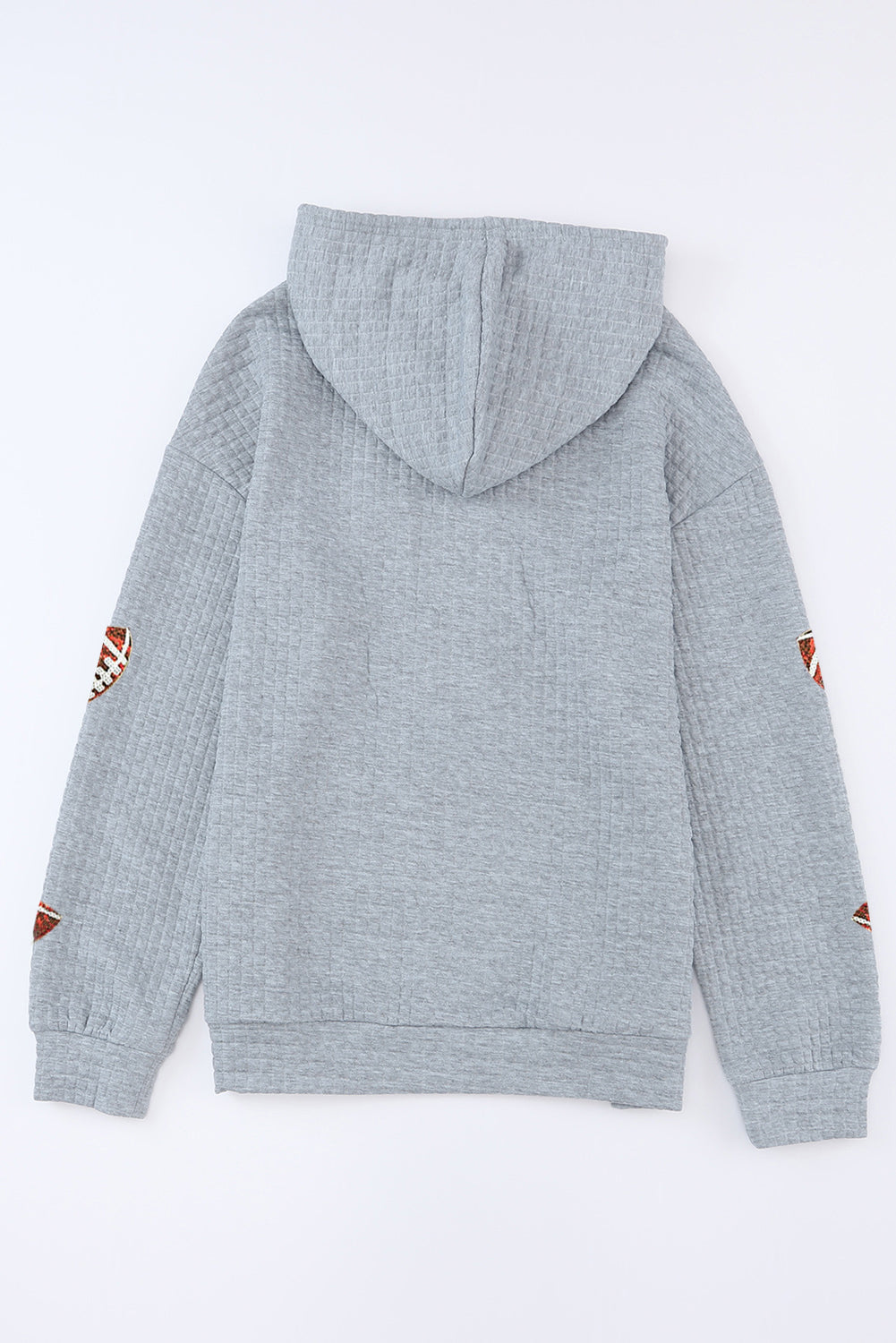 Gray Sequin Football Waffle Hoodie