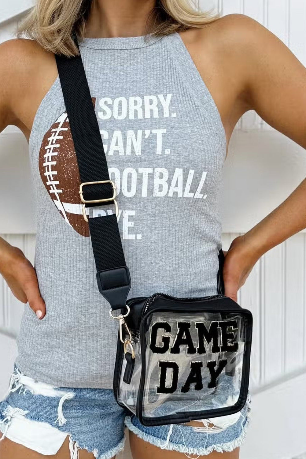 Dark Blue GAME DAY Rugby Football Clear Shoulder Bag