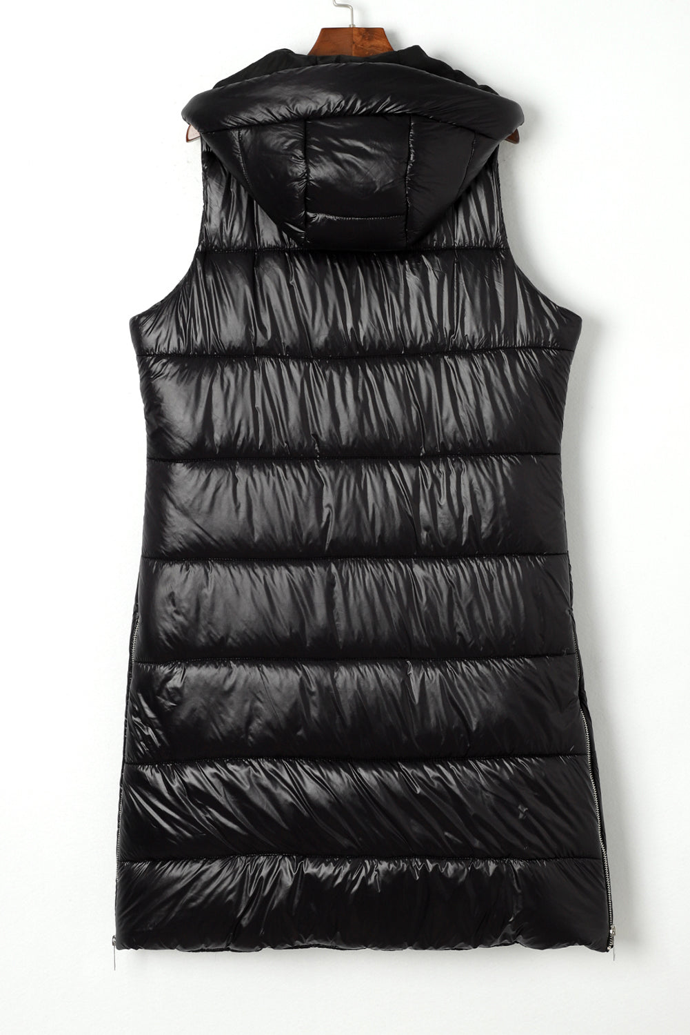 Hooded Long Quilted Vest Coat