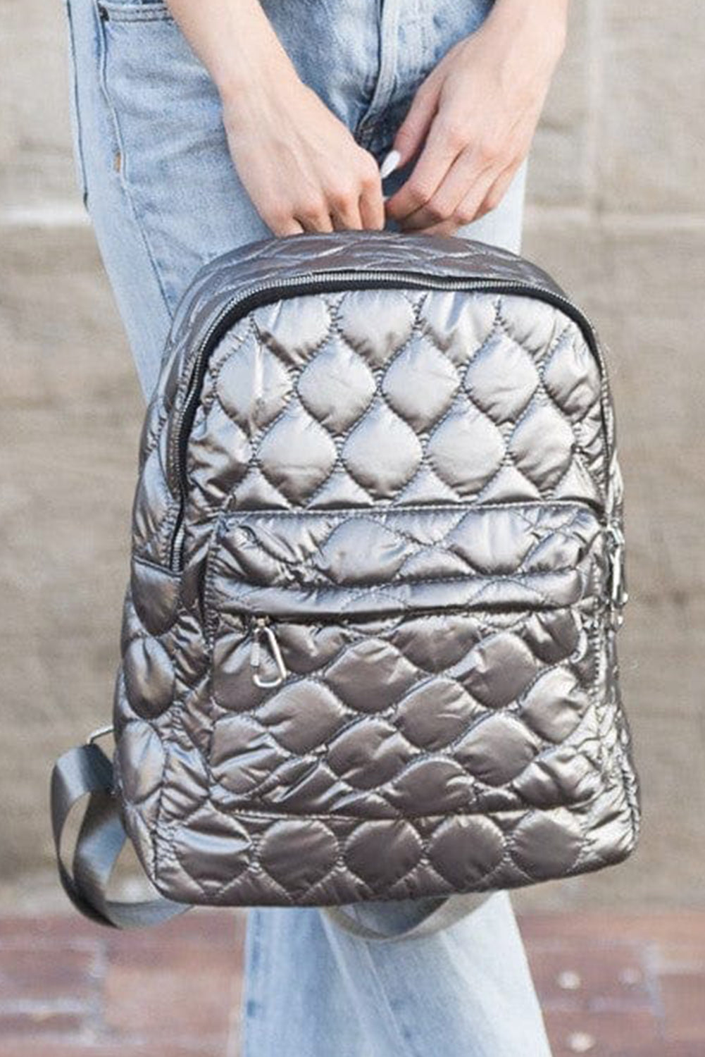 Black Quilted Large Backpack