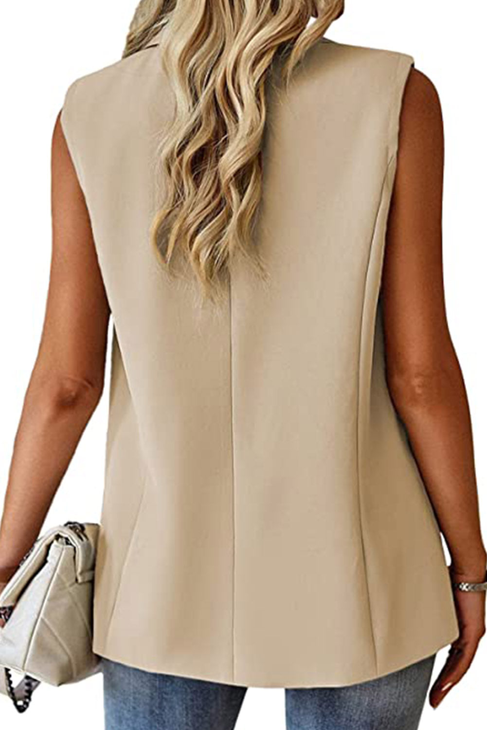 Apricot Lapel Vest Blazer