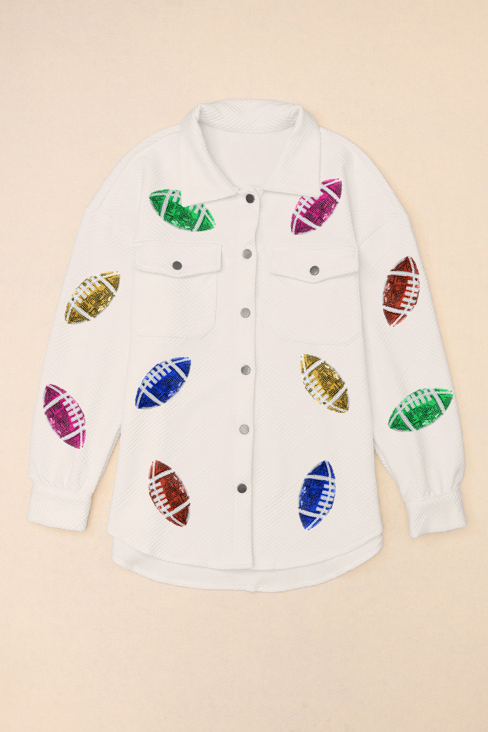 Colorful Sequin  Football  Shirt Jacket