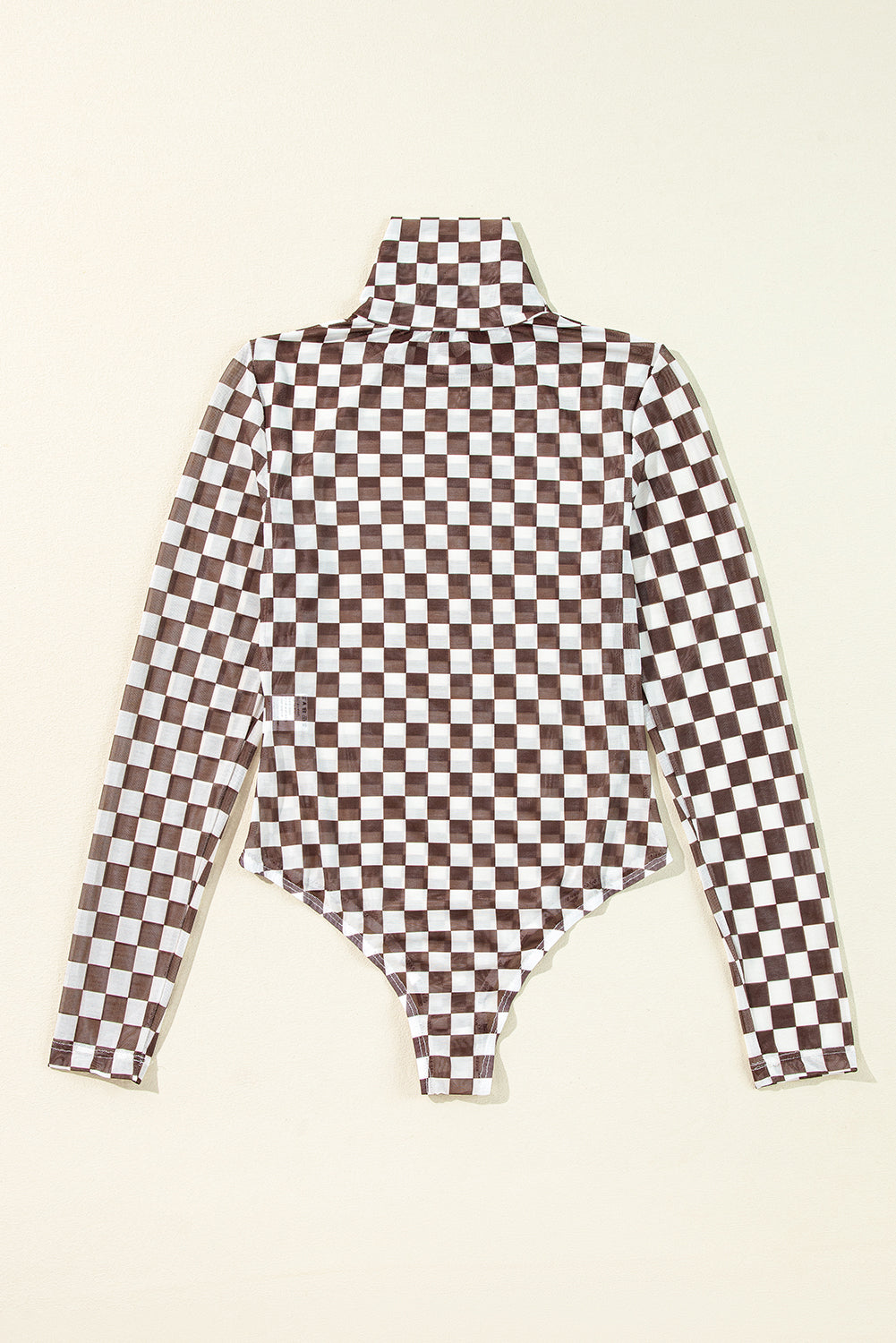 Black Checker Printed Long Sleeve Bodysuit