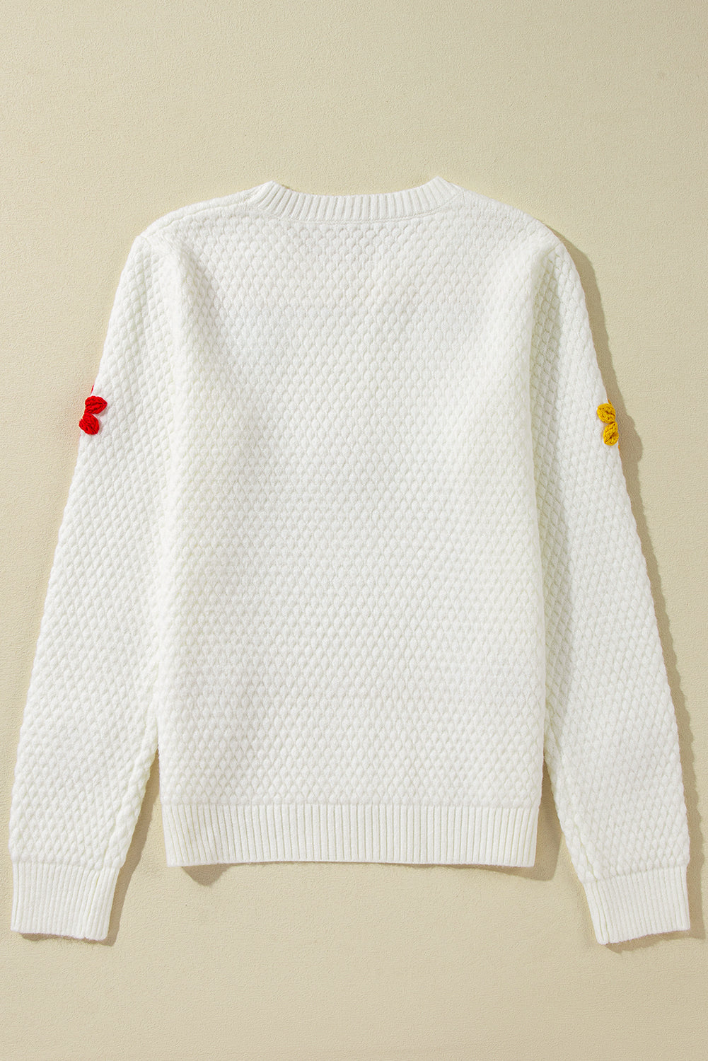 White Colorful Flower Sweater