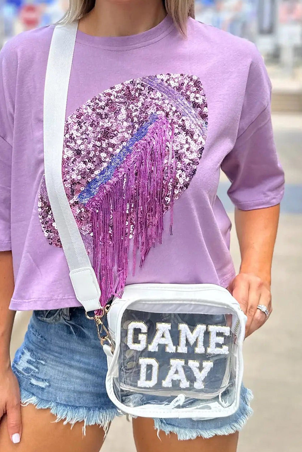 Dark Blue GAME DAY Rugby Football Clear Shoulder Bag