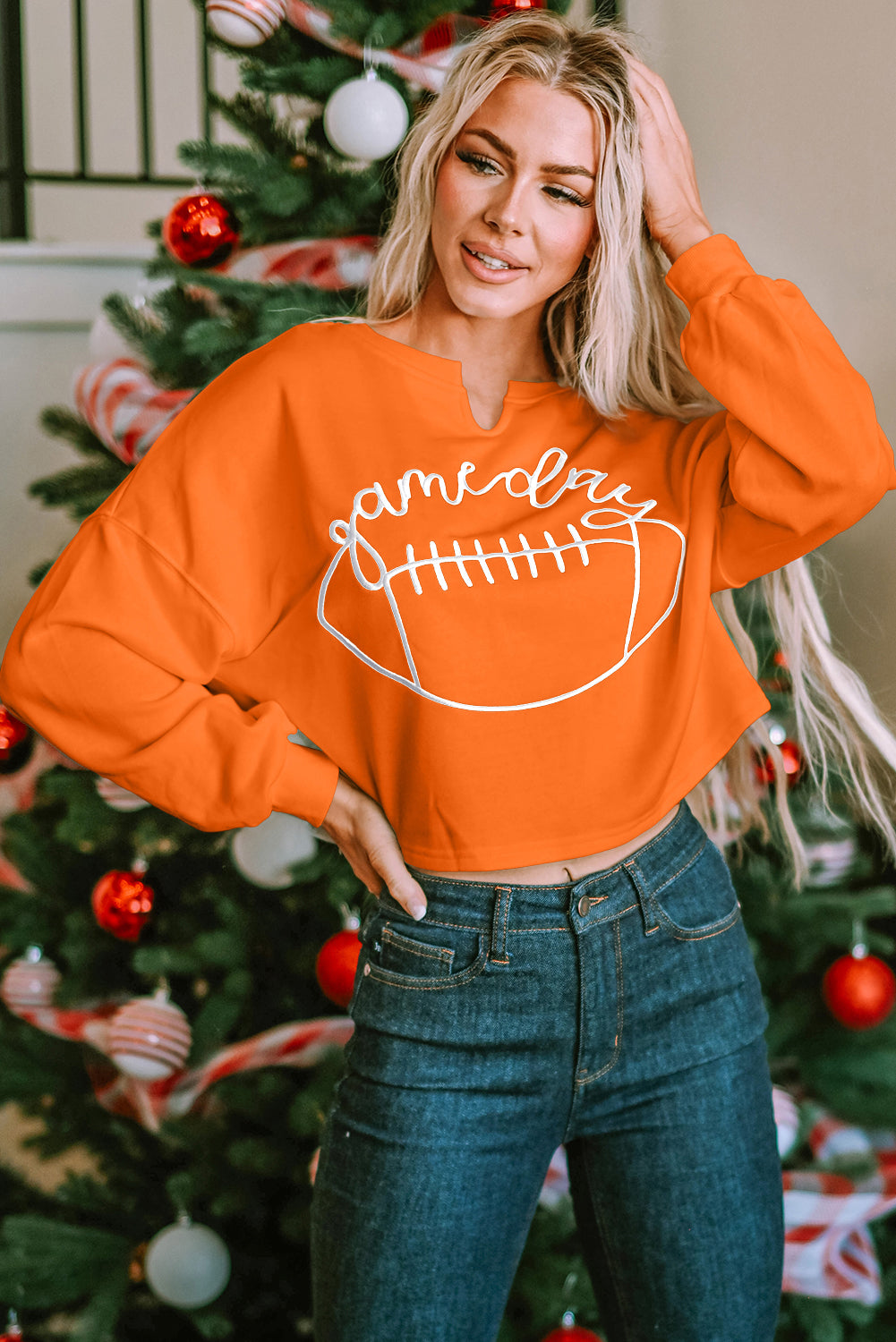 White Game Day Lettering Sweatshirt