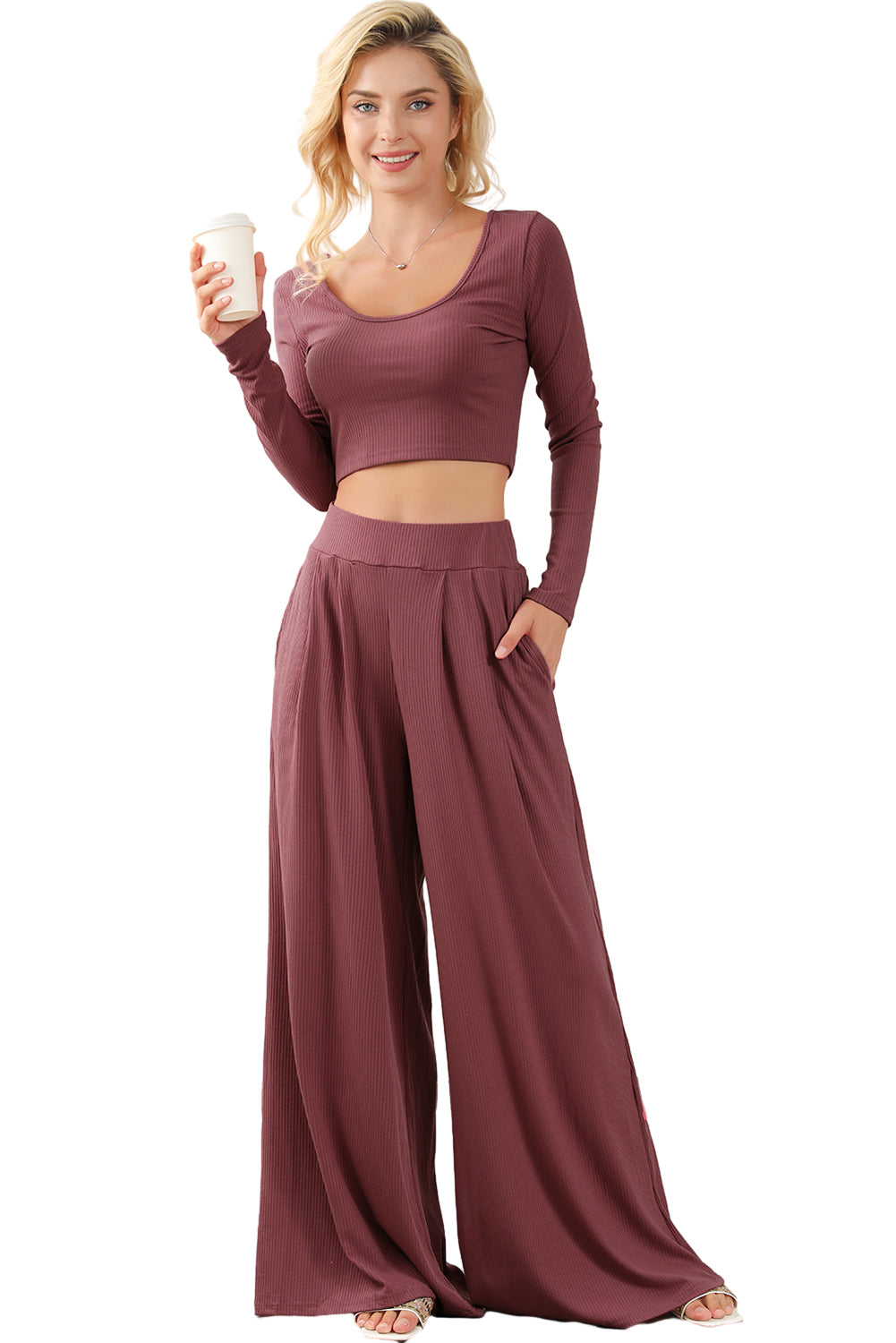 Solid Color Pants Set