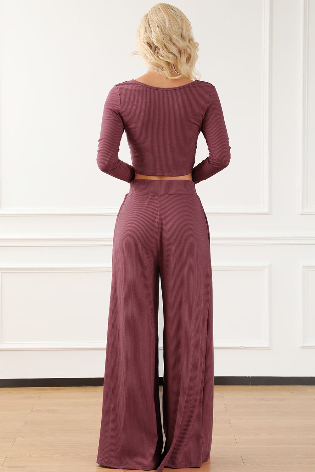 Solid Color Pants Set