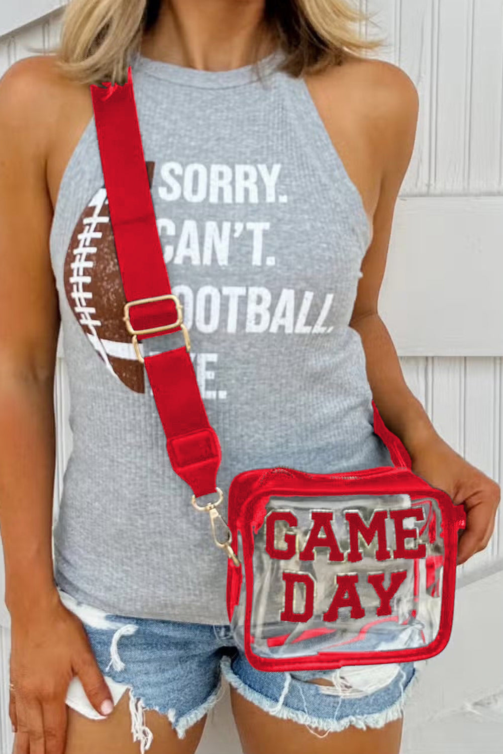 Dark Blue GAME DAY Rugby Football Clear Shoulder Bag