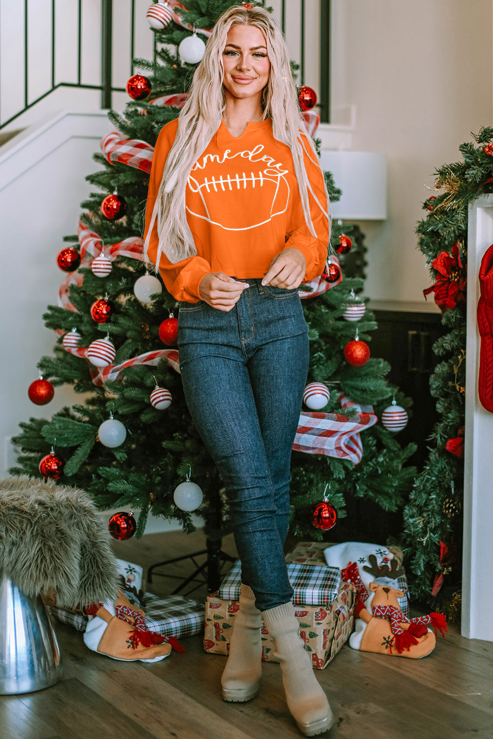 White Game Day Lettering Sweatshirt