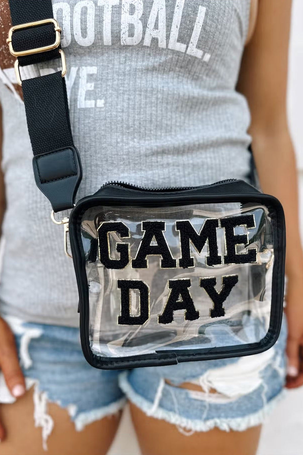 Dark Blue GAME DAY Rugby Football Clear Shoulder Bag