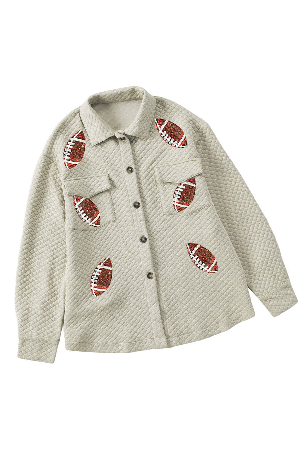 Beige Sequin Football Quilted Jacket