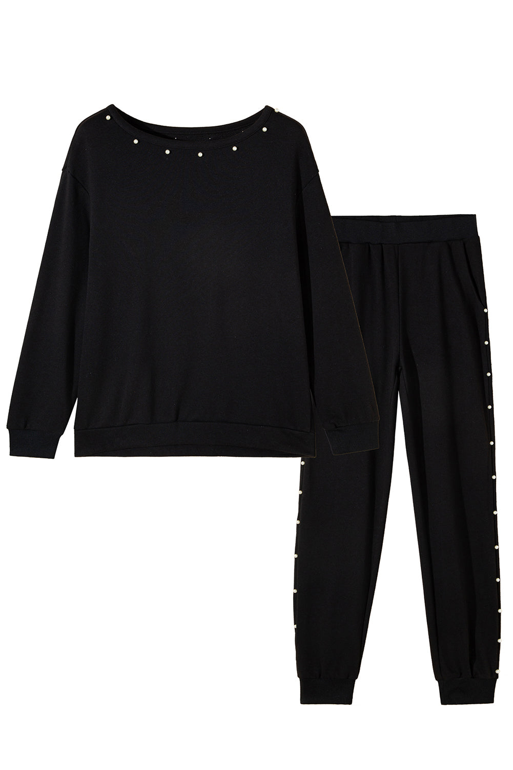 Black Beaded  Pullover Jogger  Set