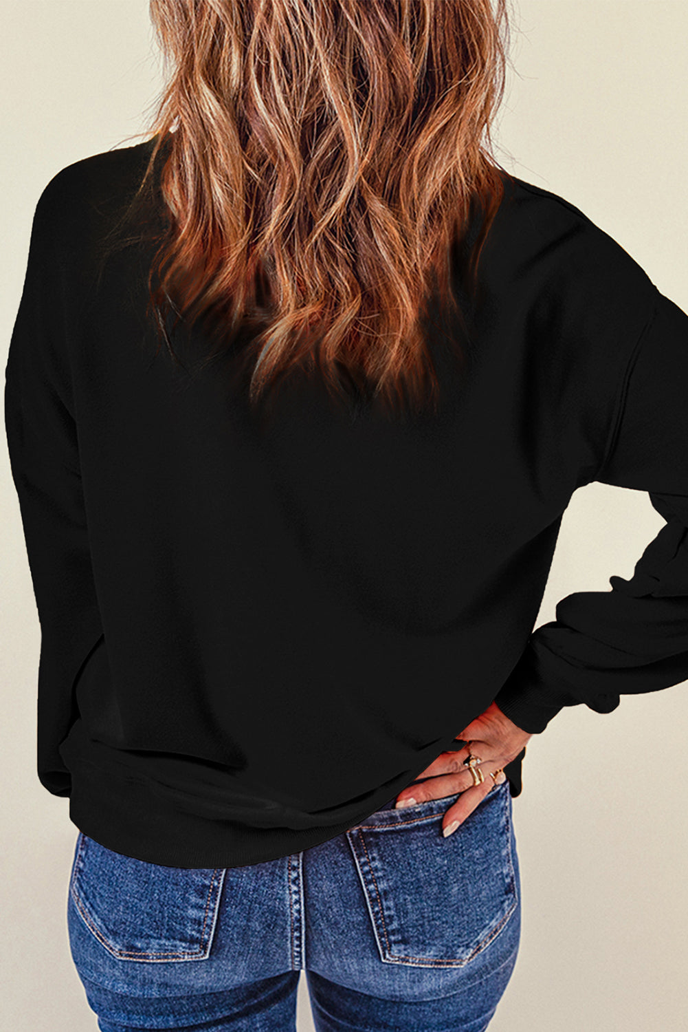 Black Football Bowknot Patched Sweatshirt