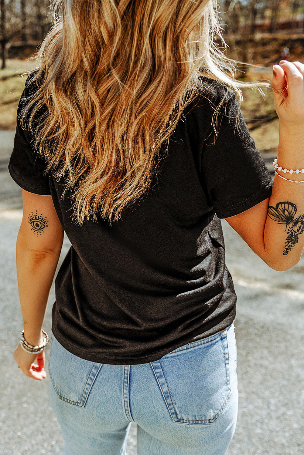 Black Sequin Football T Shirt