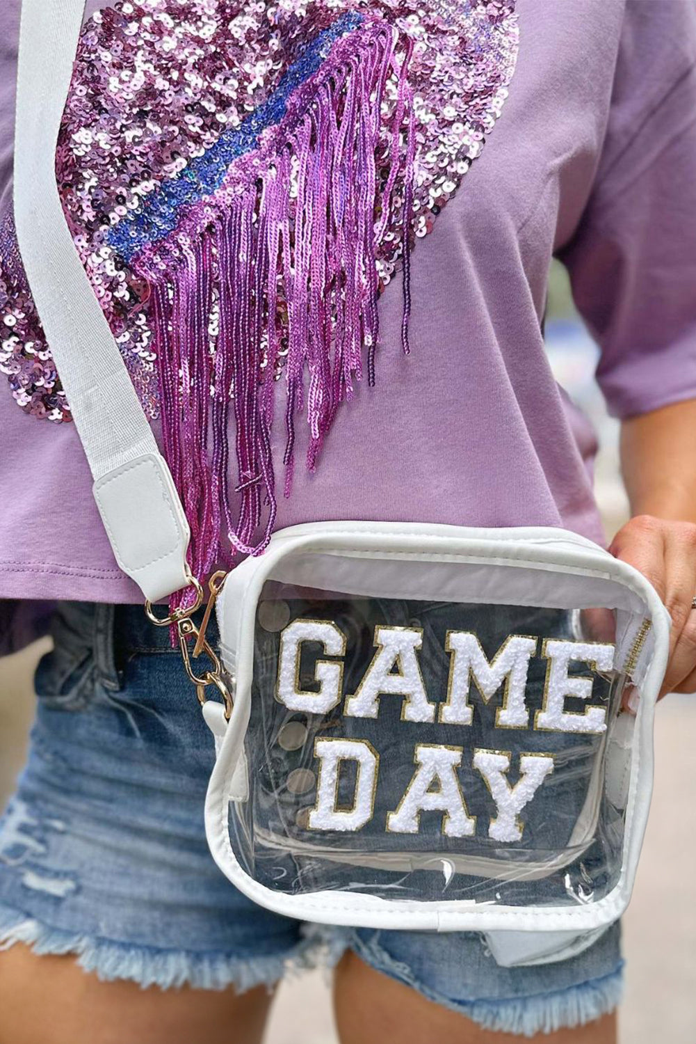 Dark Blue GAME DAY Rugby Football Clear Shoulder Bag