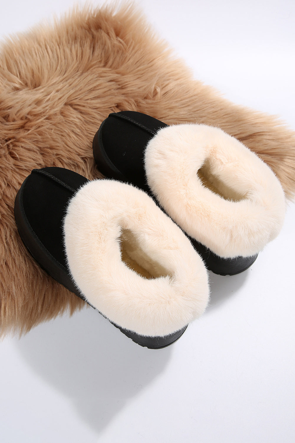 Black Thick Sole Flat Snow Boots