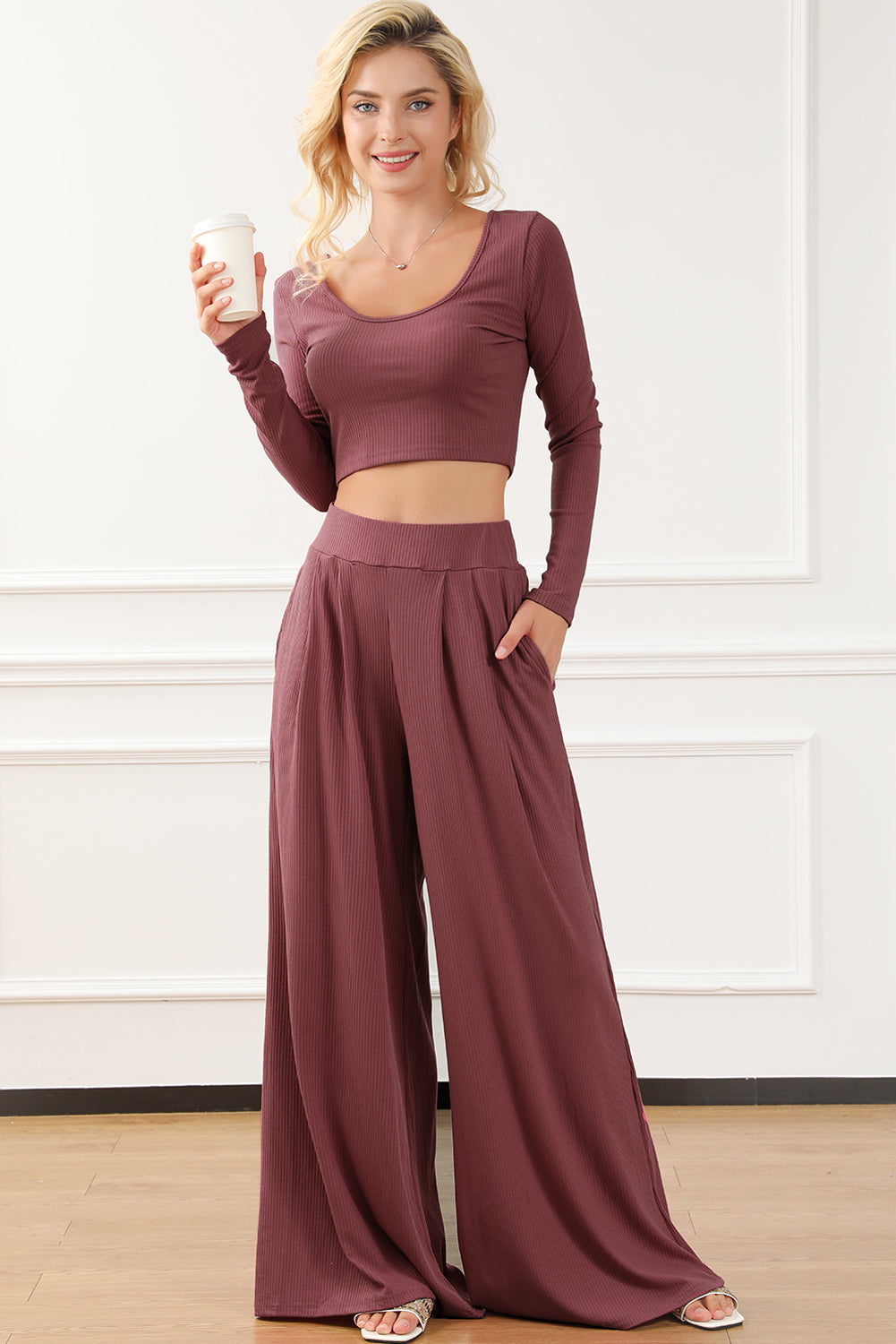 Solid Color Pants Set