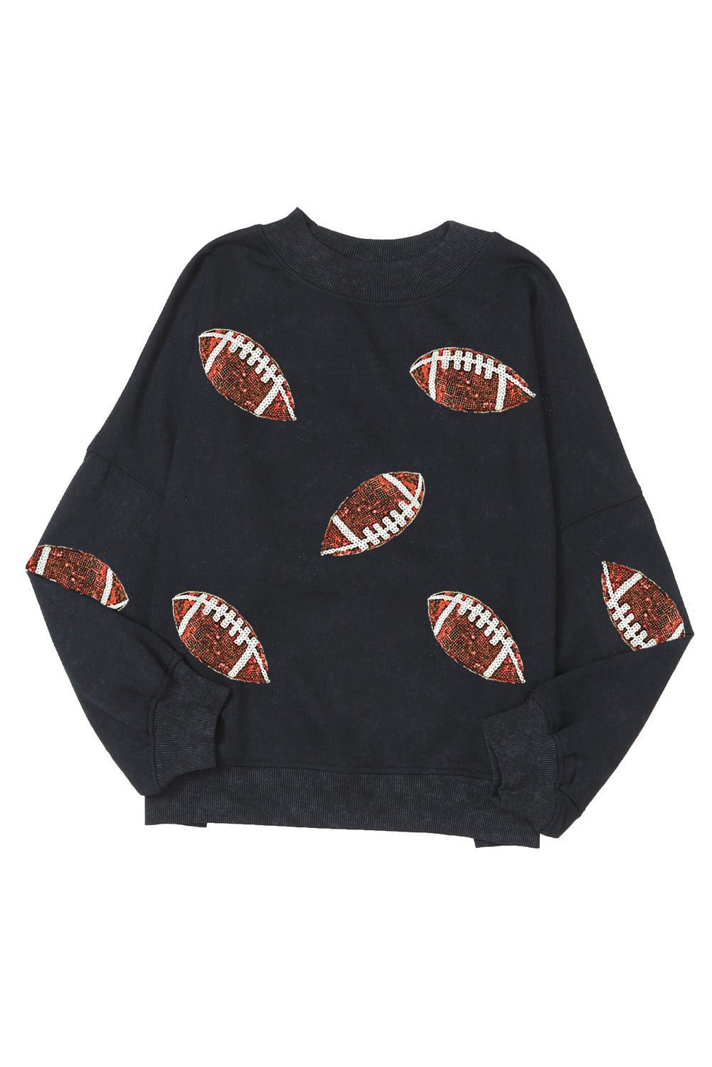 Black Football Crew Neck Sweatshirt