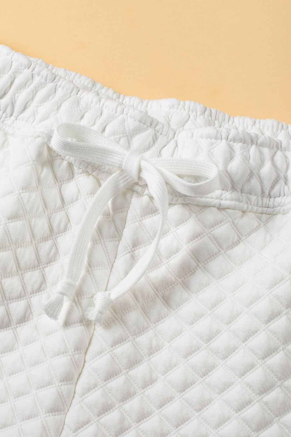 White Quilted Hoodie and Sweatpants Two Piece Set