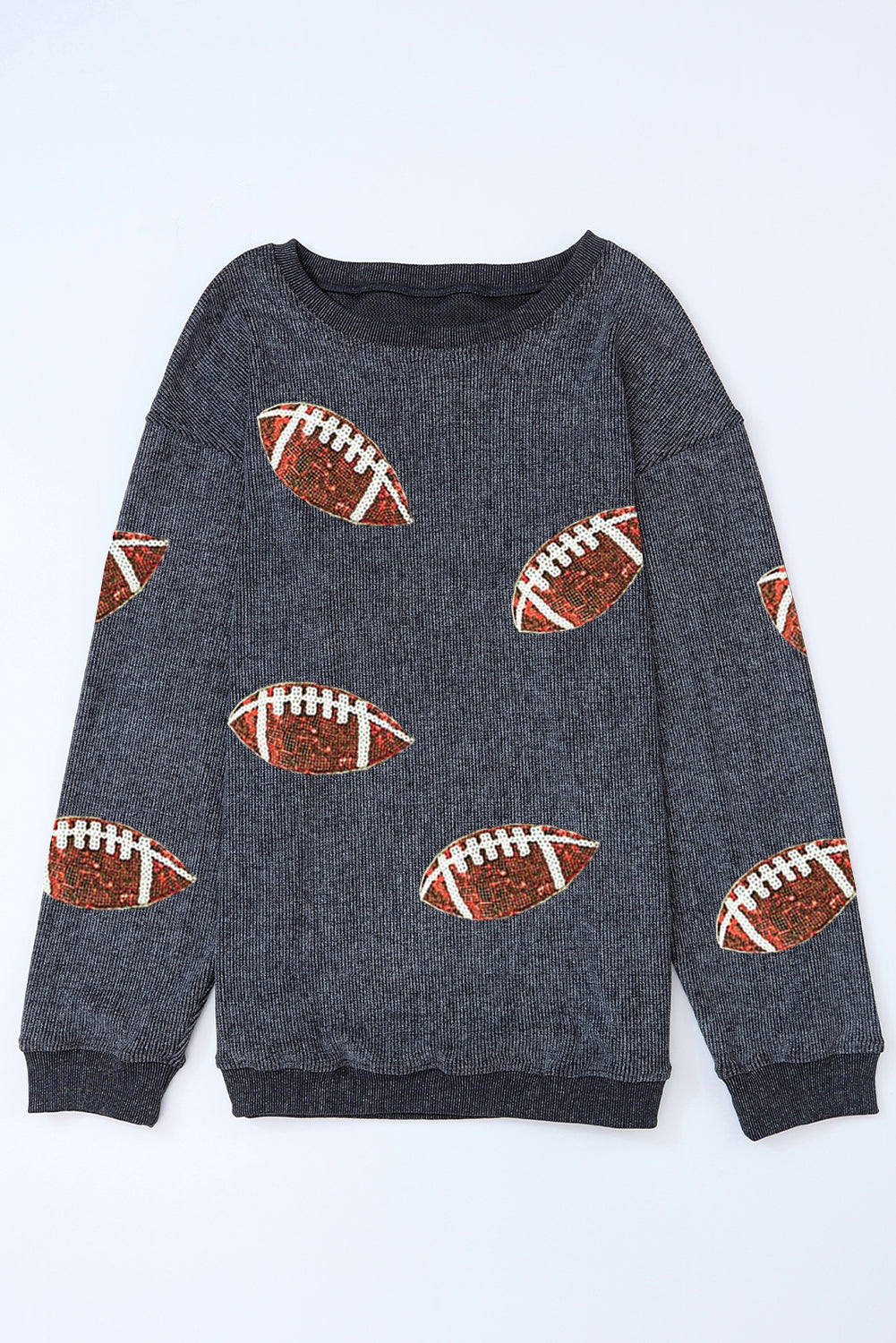 Gray Sequin Football Baggy Sweatshirt