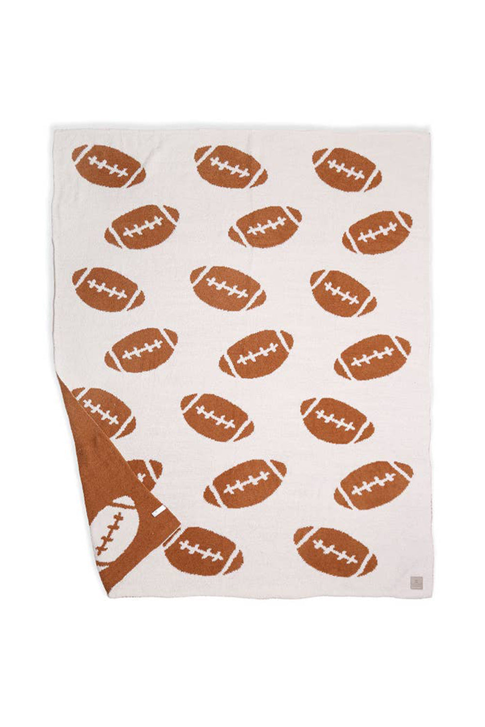 Chestnut Football Pattern Color Block Fleece Blanket