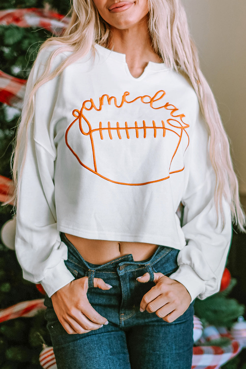 White Game Day Lettering Sweatshirt