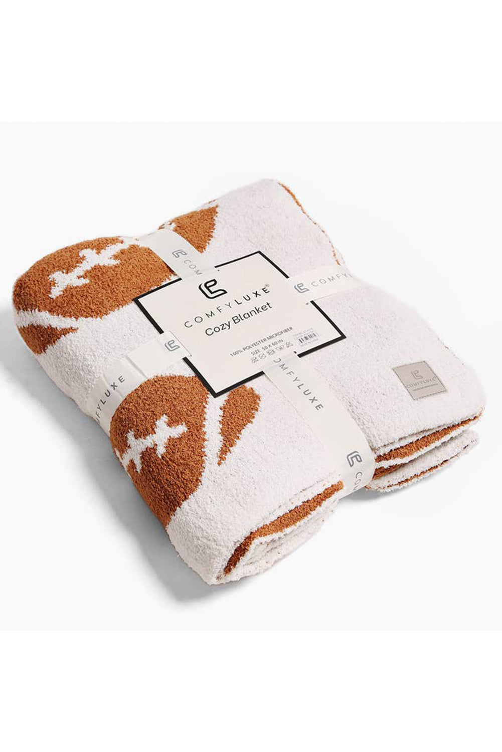 Chestnut Football Pattern Color Block Fleece Blanket