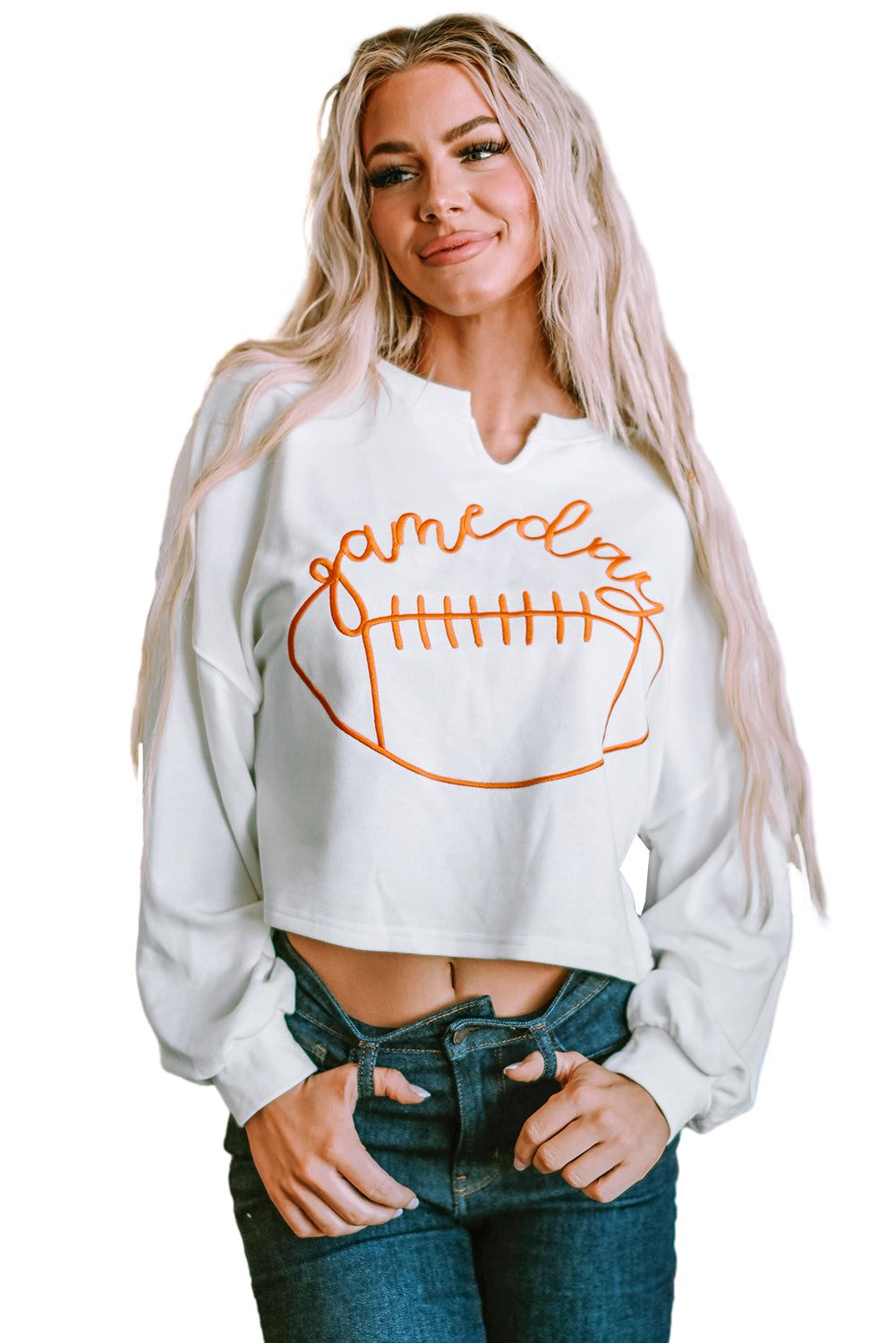 White Game Day Lettering Sweatshirt