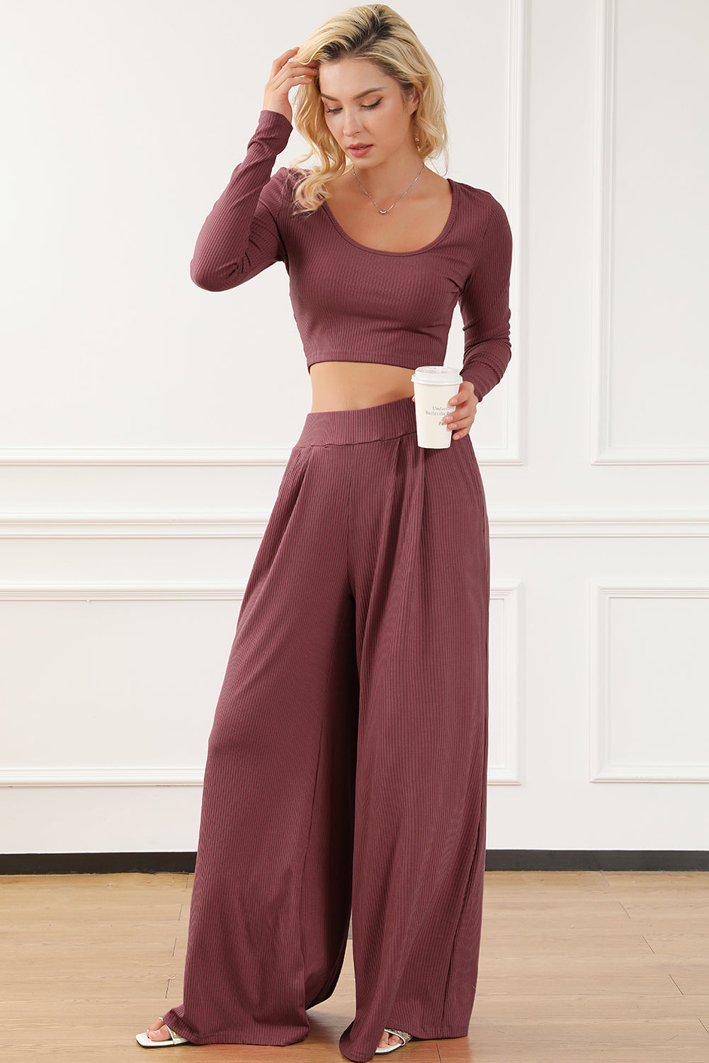 Solid Color Pants Set