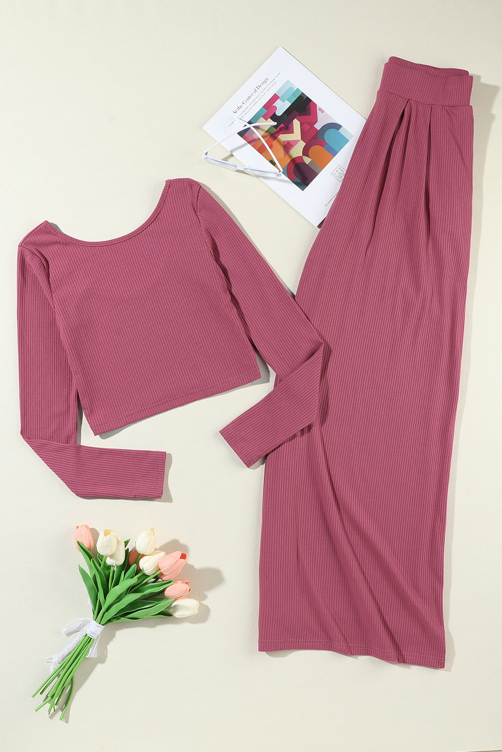 Solid Color Pants Set